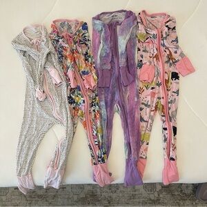 Little Sleepies Lot Pajamas 6-12mo Toddler Baby Girl Zipper